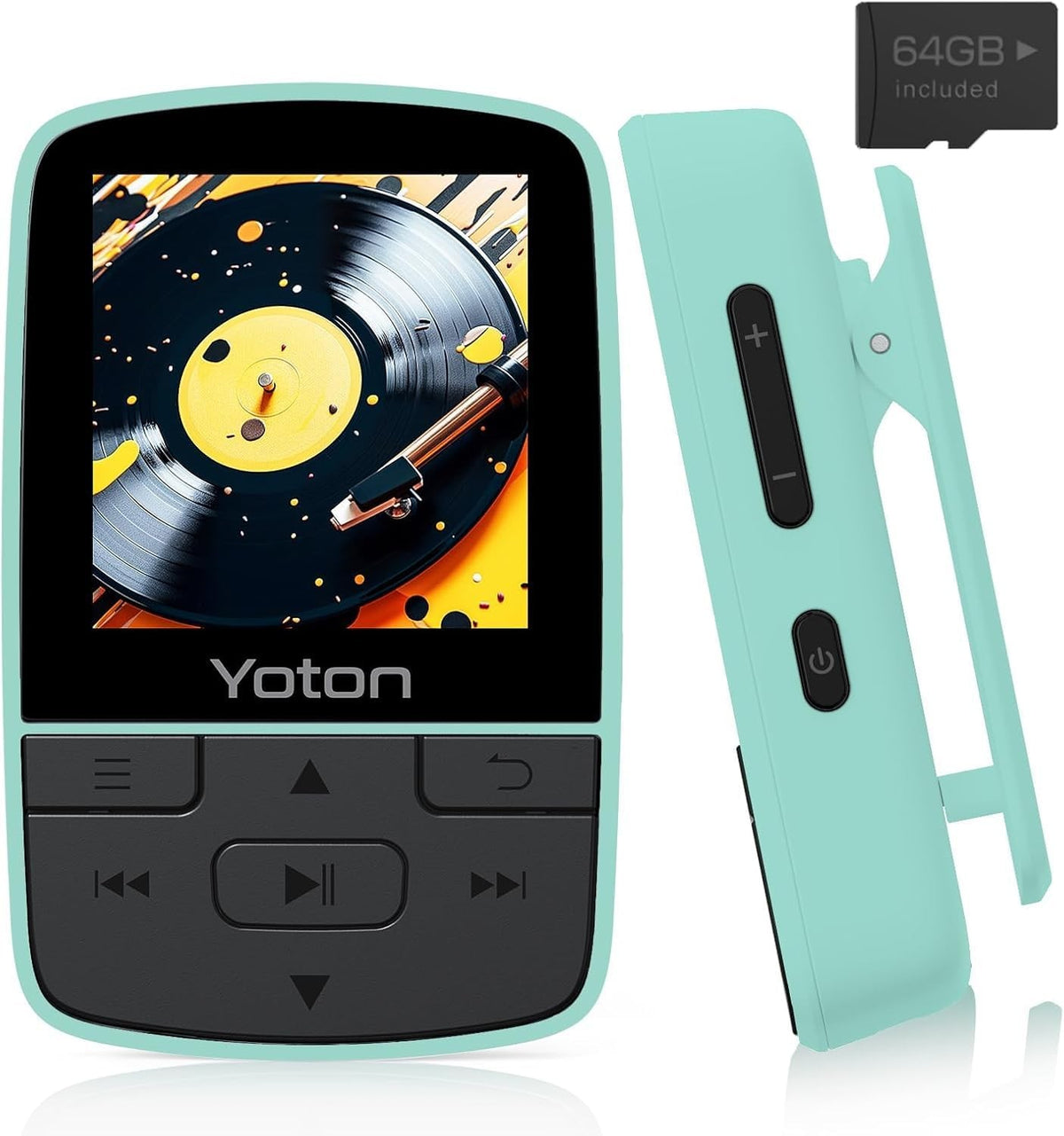 64GB MP3 Player Bluetooth 5.2 HiFi Mini Clip FM Radio Green