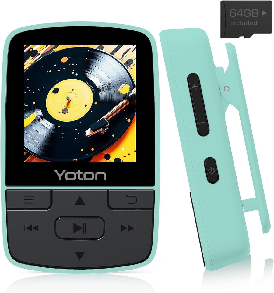 64GB MP3 Player Bluetooth 5.2 HiFi Mini Clip FM Radio Green