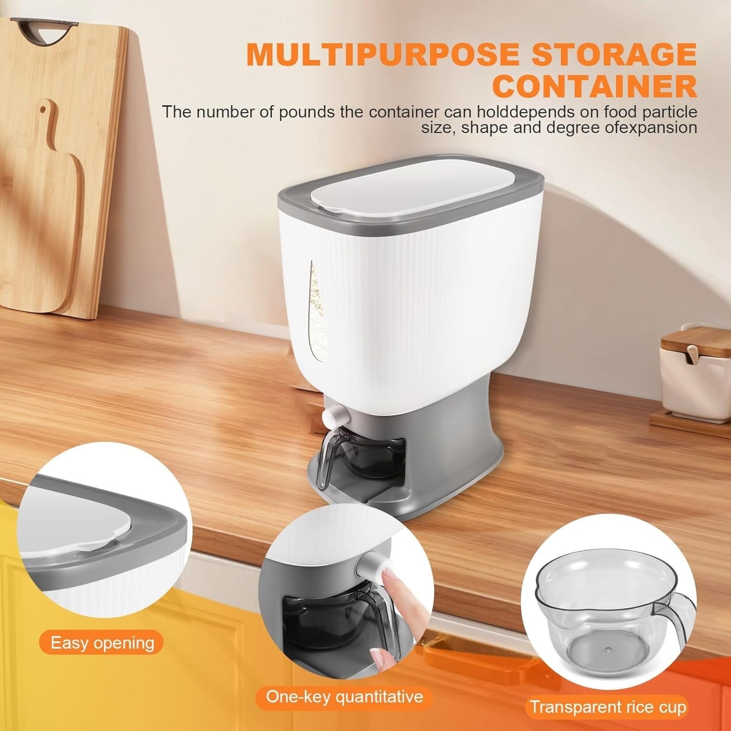 10KG Smart Automatic Rice Dispenser Storage Bucket with Rinsing Cup