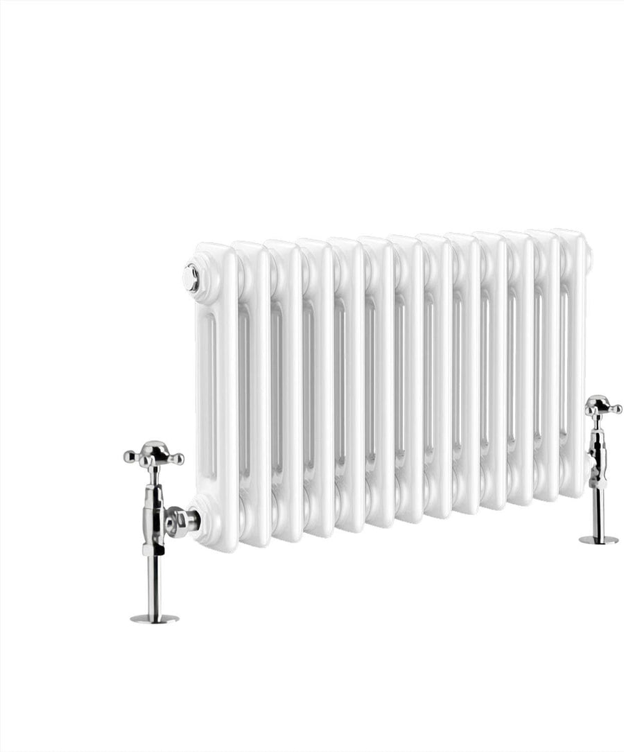 Double Column Horizontal Radiator 300x605mm White Cast Iron Style
