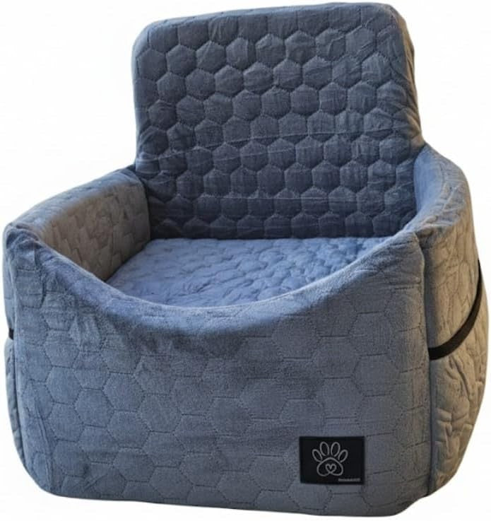 Luxury Memory Foam Dog Car Seat Booster Bed Washable Cover 35lb Grey