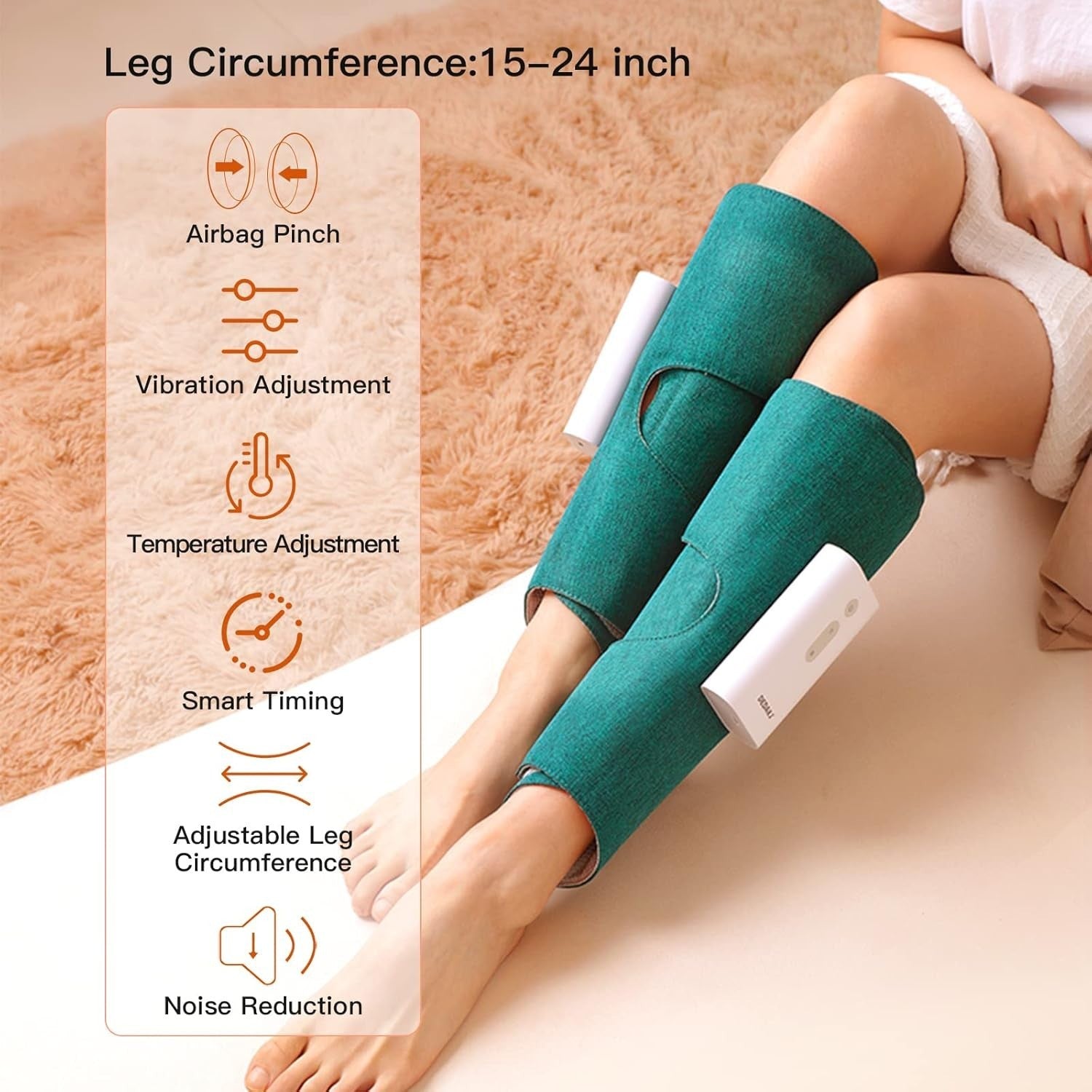 Wireless Calf Leg Massager Compression Air Therapy with 3 Heat & Vibration Modes
