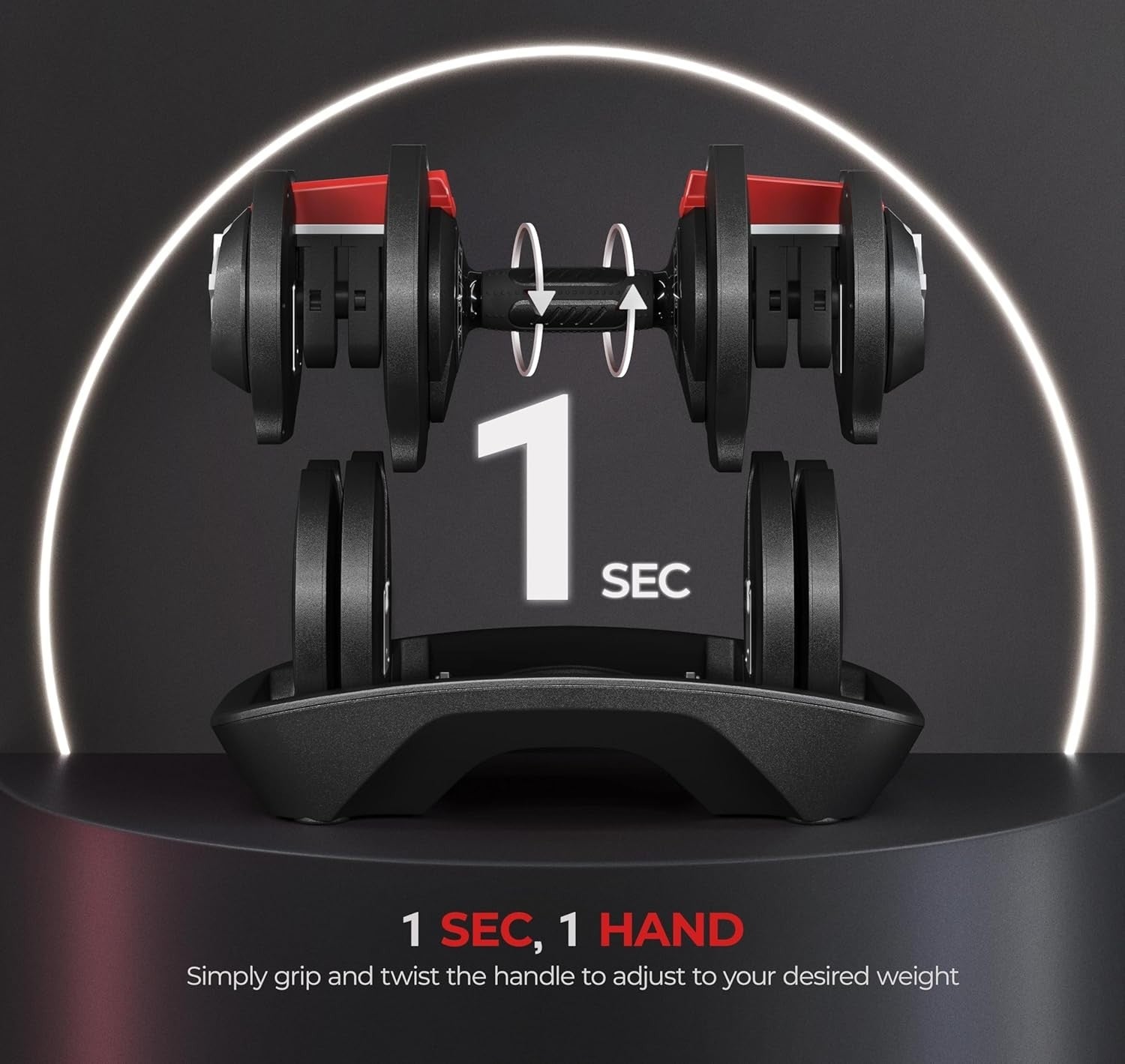 Adjustable Dumbbell Set 18kg Pair 12-Level One-Second Dial Home Gym