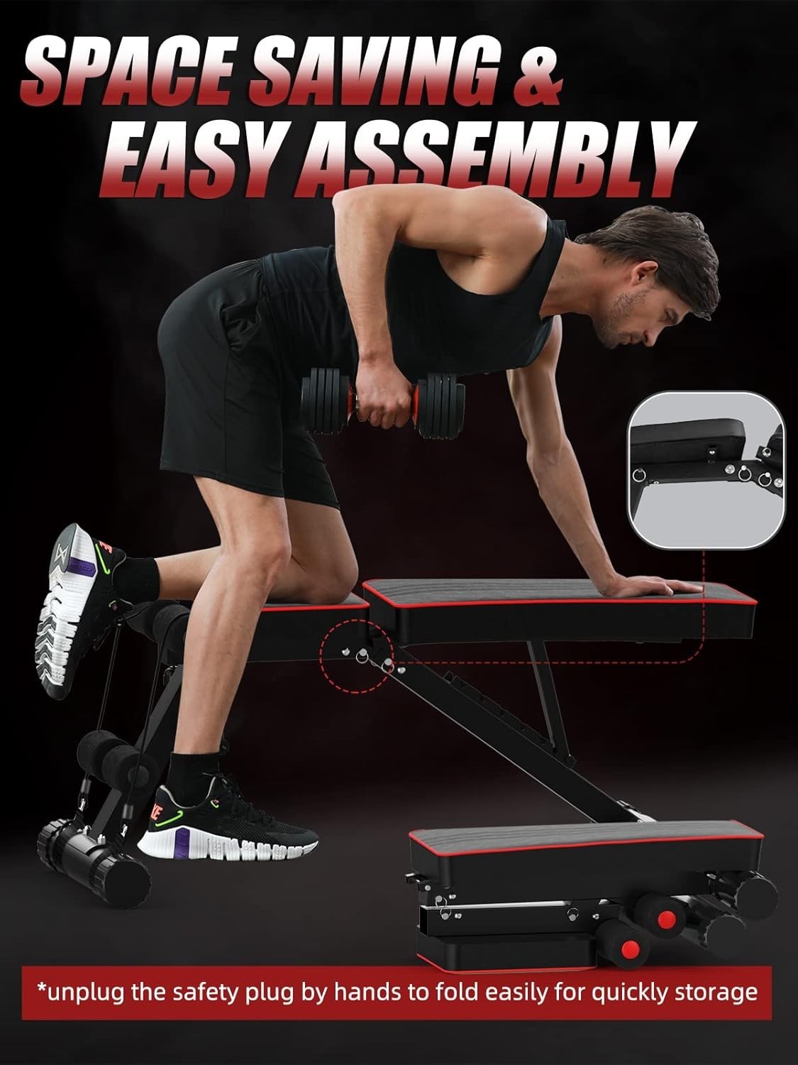Heavy Duty Folding Workout Bench 300kg Multi-Angle Home Training