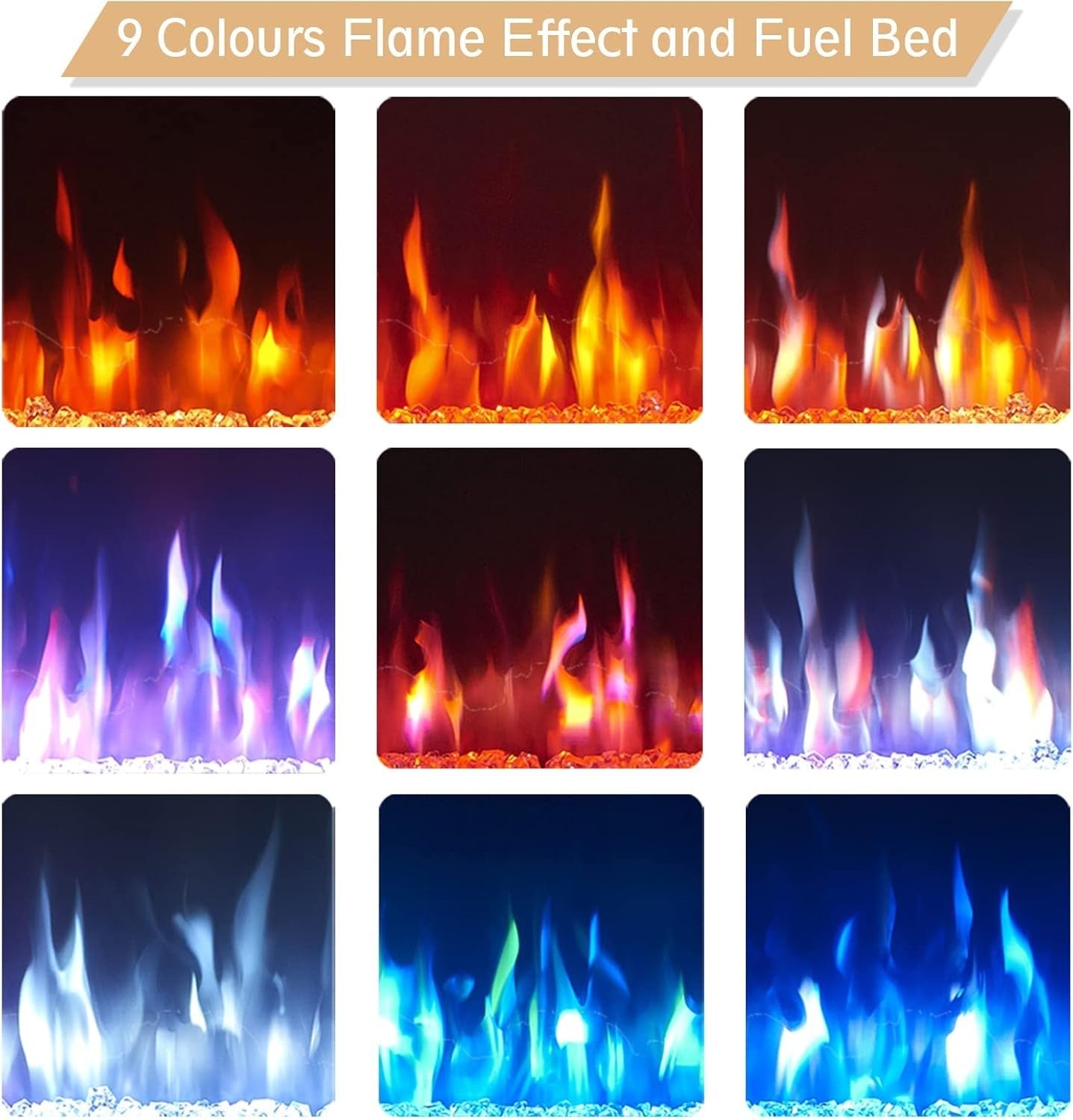 40” Wall Mounted Electric Fireplace LED Flame Logs Remote 1800W Heater