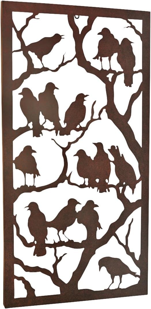 Raven Metal Wall Art Panel 91.5cm Rustic Garden Decor