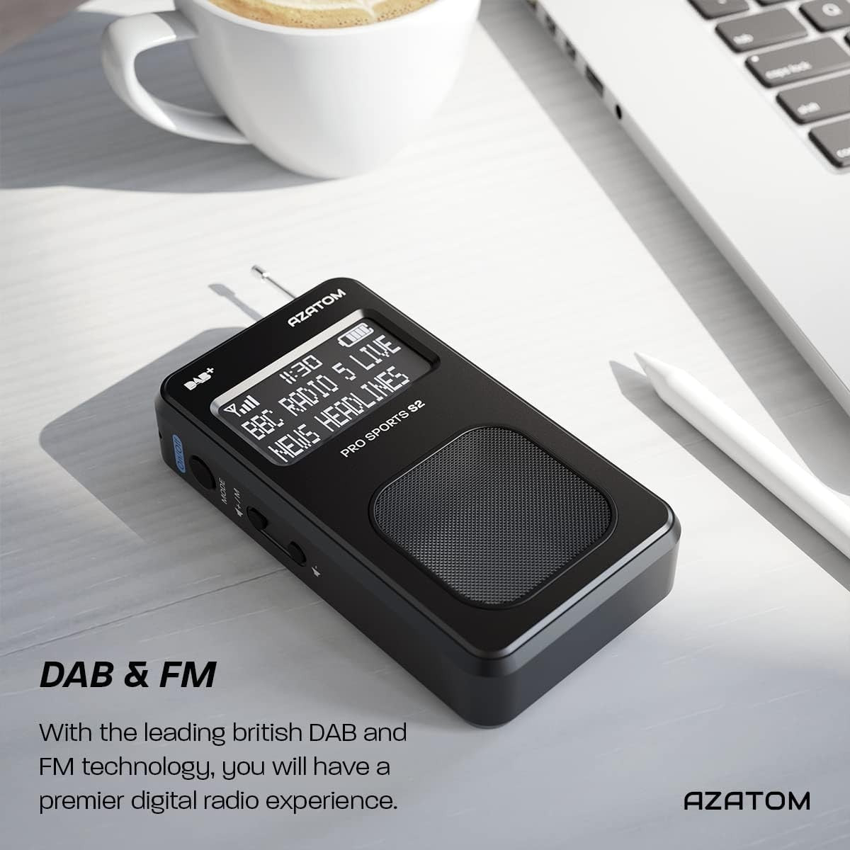 Portable DAB+ FM Digital Radio Rechargeable 24H Sports Earphones