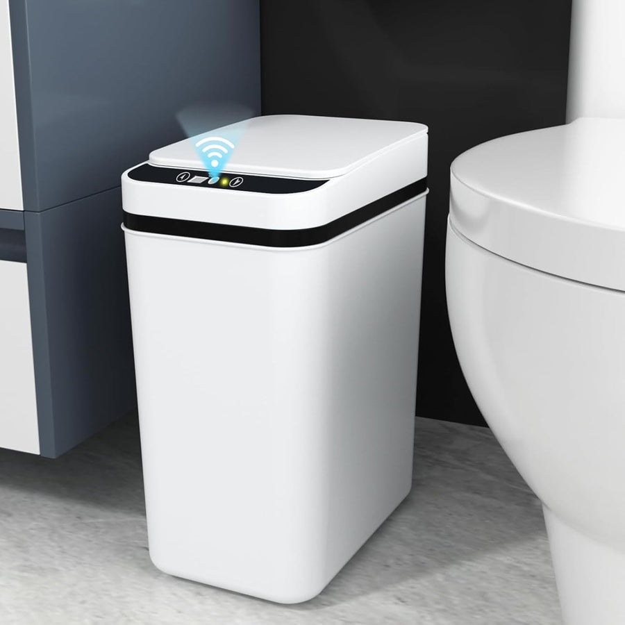 10L Touchless Bathroom Sensor Bin Slim Automatic Waste Bin White