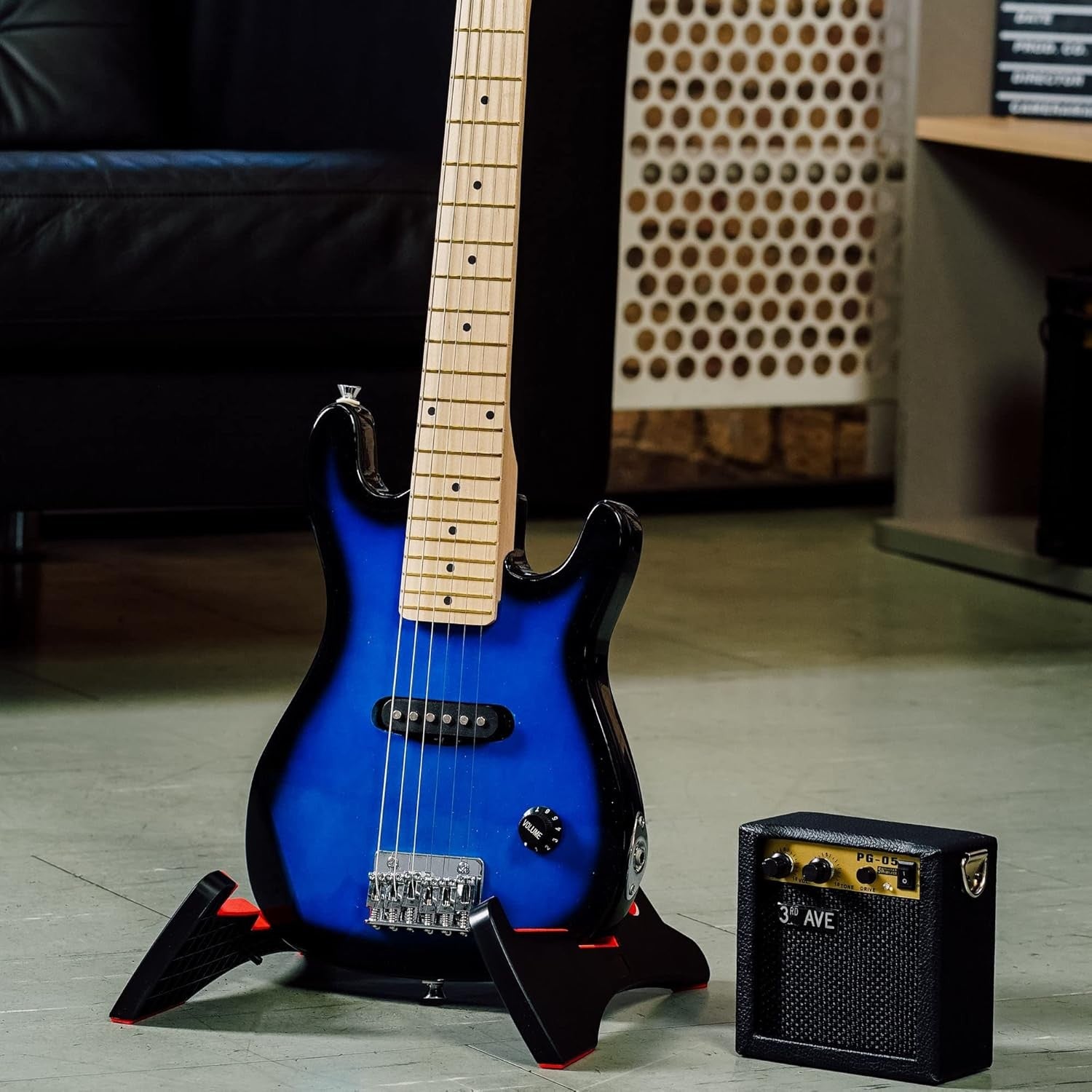 Kids 1/4 Size Electric Guitar Pack w Amp Blueburst Beginner Kit
