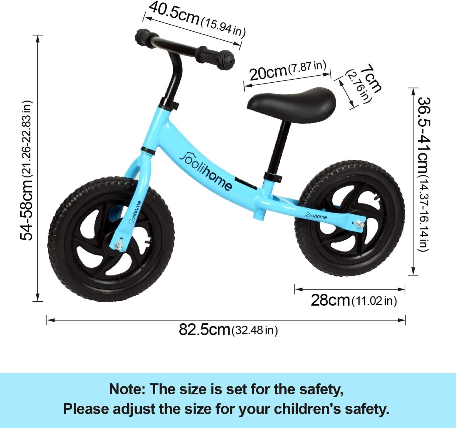 12 Inch Kids Balance Bike No Pedal Training Bicycle Adjustable Blue