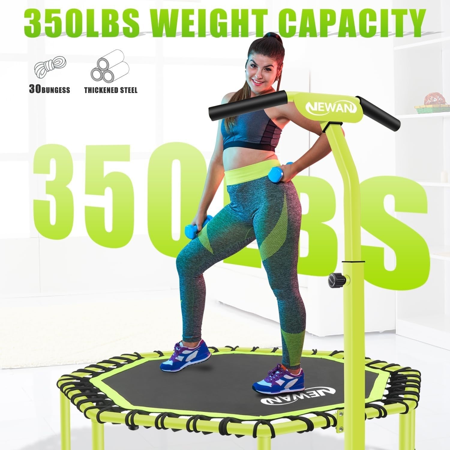 48in Silent Bungee Fitness Rebounder Adjustable Handle Heavy Duty