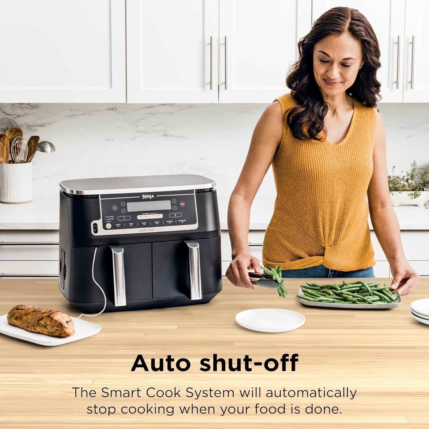 Dual Basket Air Fryer 10QT Smart Thermometer Smart Finish Match Cook XL Grey