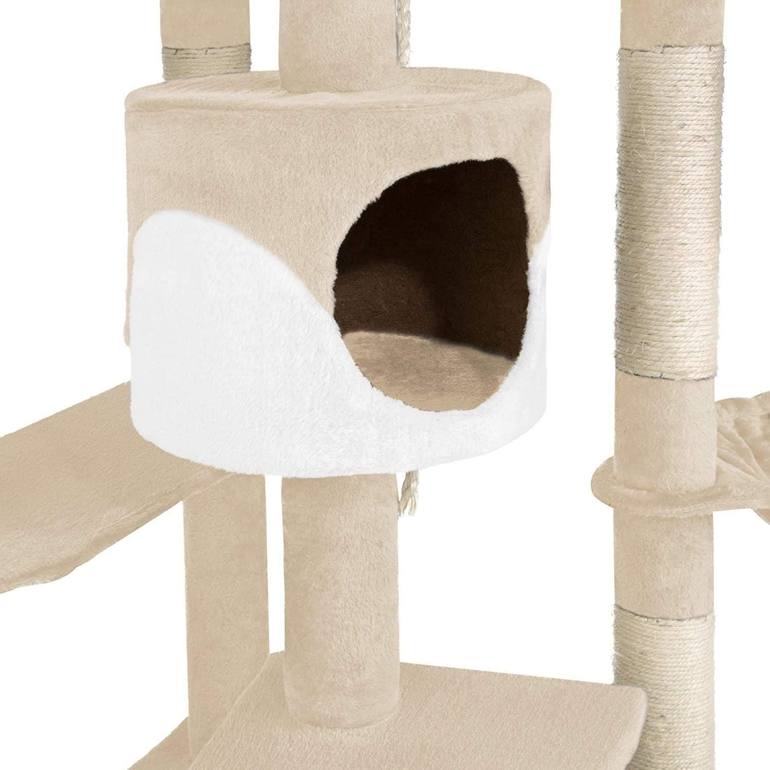 Extra Tall Cat Tree Tower Mega Climber Multi Level Scratching Posts Beige