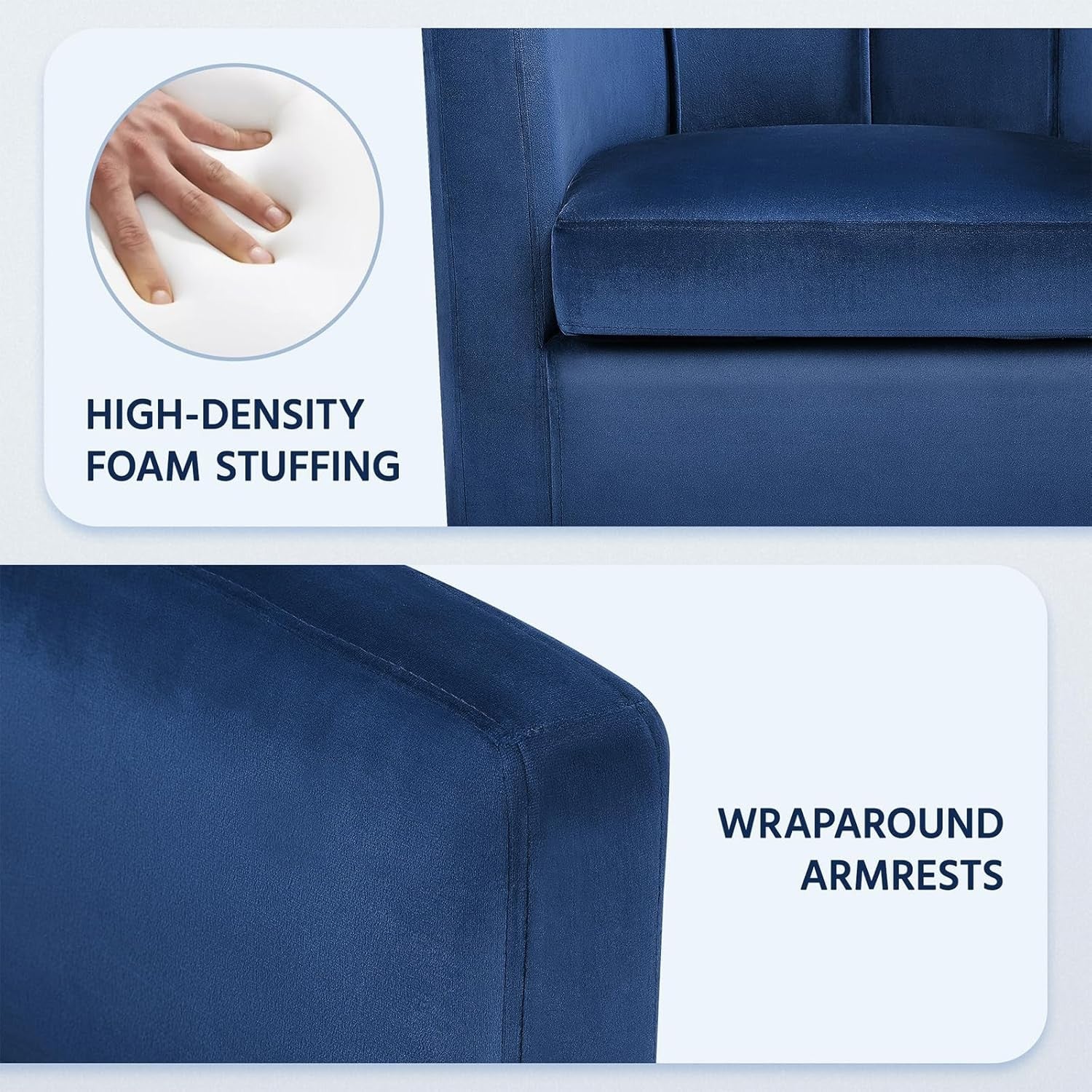 Blue Velvet Tub Chair Upholstered Accent Armchair