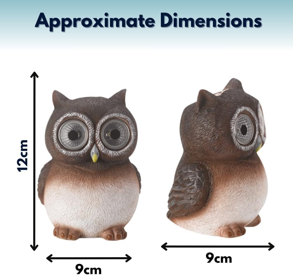 Solar Garden Animal Lights 3-Pack • Owl Hedgehog Squirrel • Outdoor