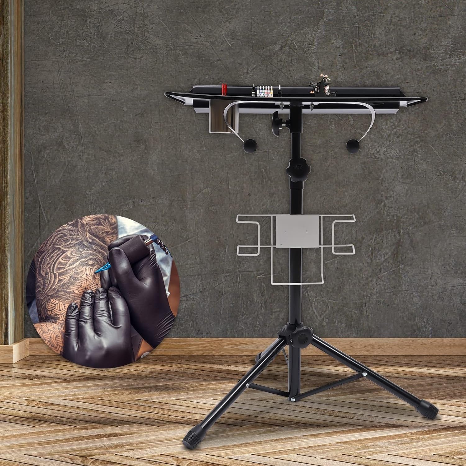 Tattoo Workstation Adjustable Height Rolling Tray Table Portable Studio