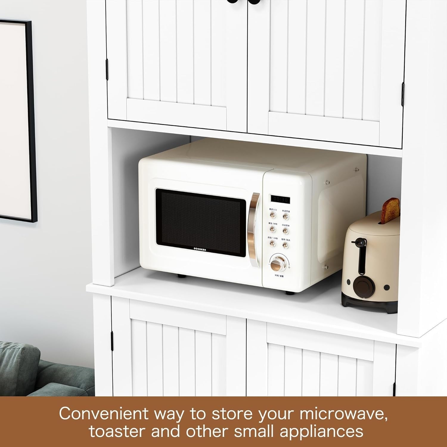 White Tall Kitchen Pantry Cabinet Storage Cupboard Doors Shelves