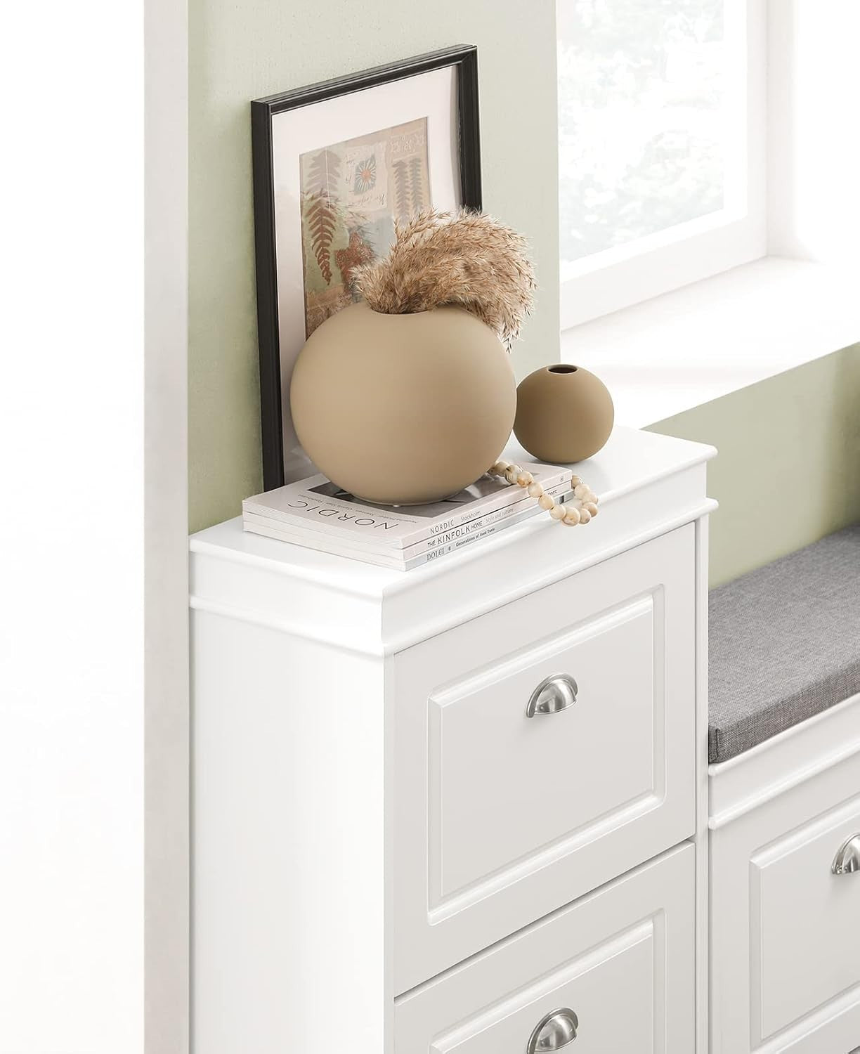 2-Drawer Slim Shoe Cabinet with Flip Drawers, 54x24x82 cm White