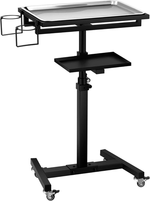Adjustable Tattoo Tray on Wheels Stainless Steel Rolling Workstation