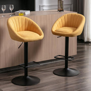 Yellow Modern L-Shaped Bar Stools Set of 2 – Comfortable Polyester Seats