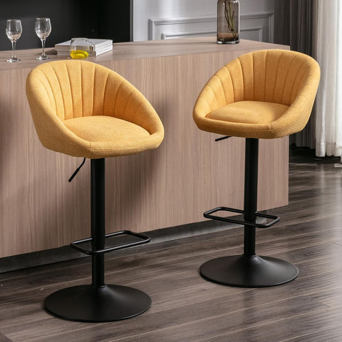 Yellow Modern L-Shaped Bar Stools Set of 2 – Comfortable Polyester Seats