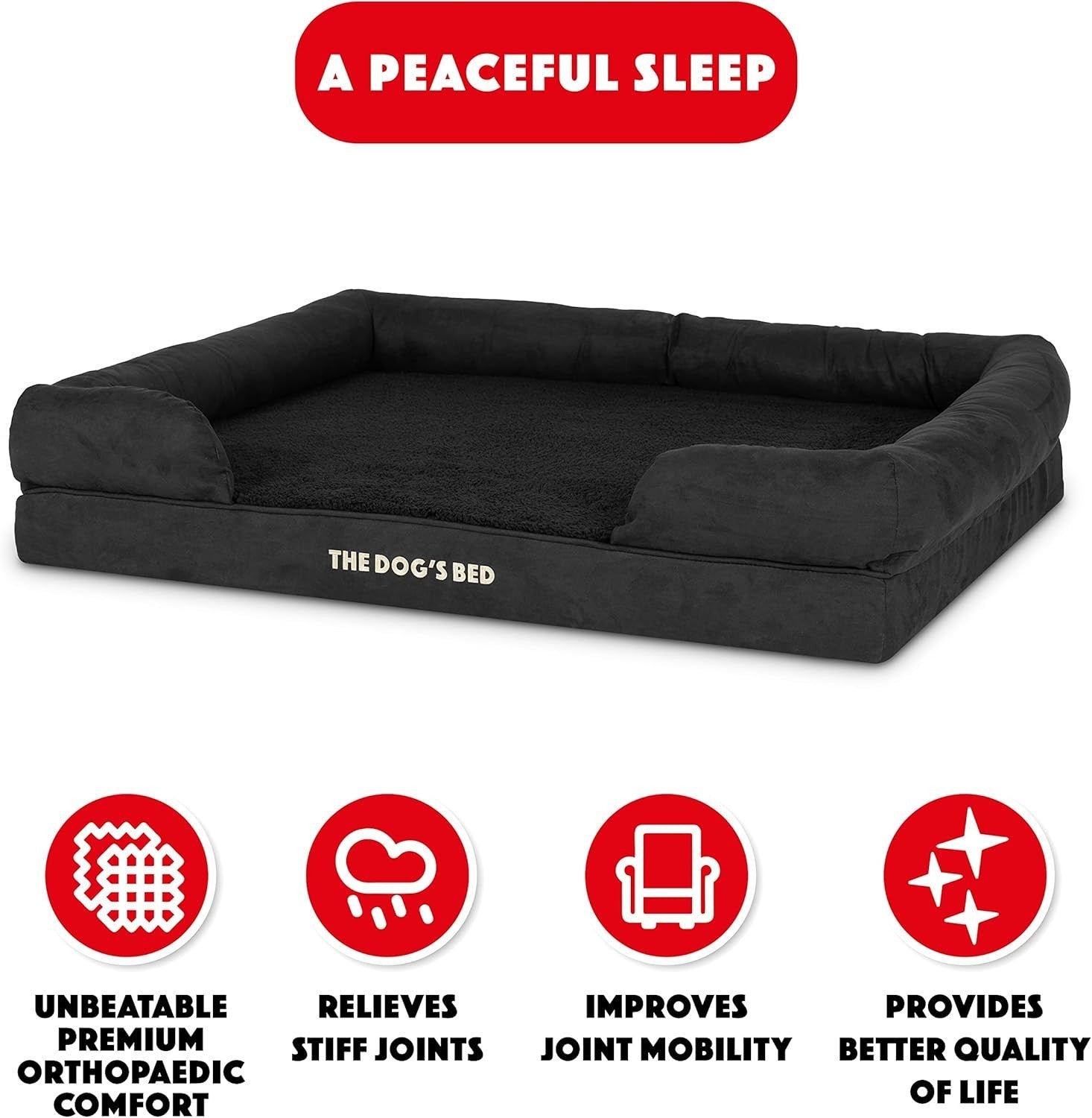 XL Orthopedic Memory Foam Dog Bed Black Plush