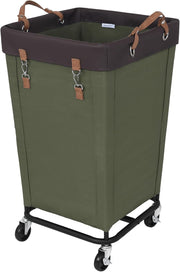 160L Heavy Duty Laundry Hamper with Wheels | Large Rolling Clothes Basket Green