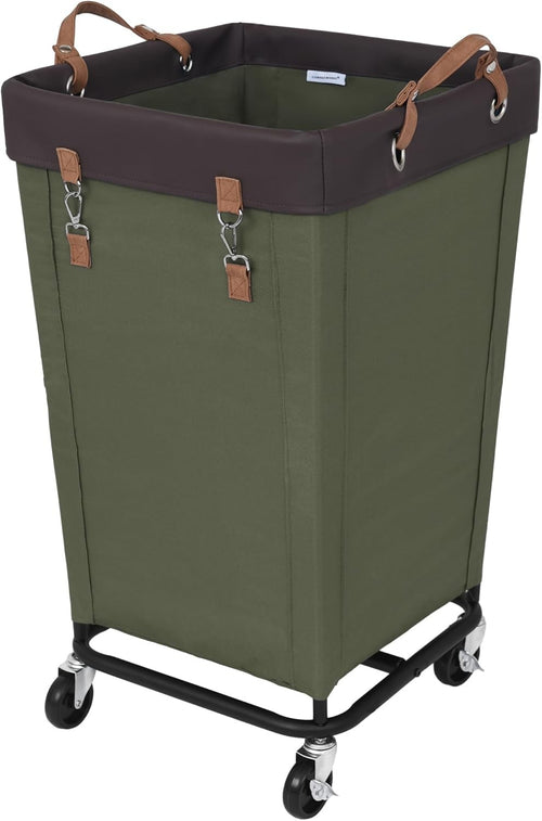 160L Heavy Duty Laundry Hamper with Wheels | Large Rolling Clothes Basket Green
