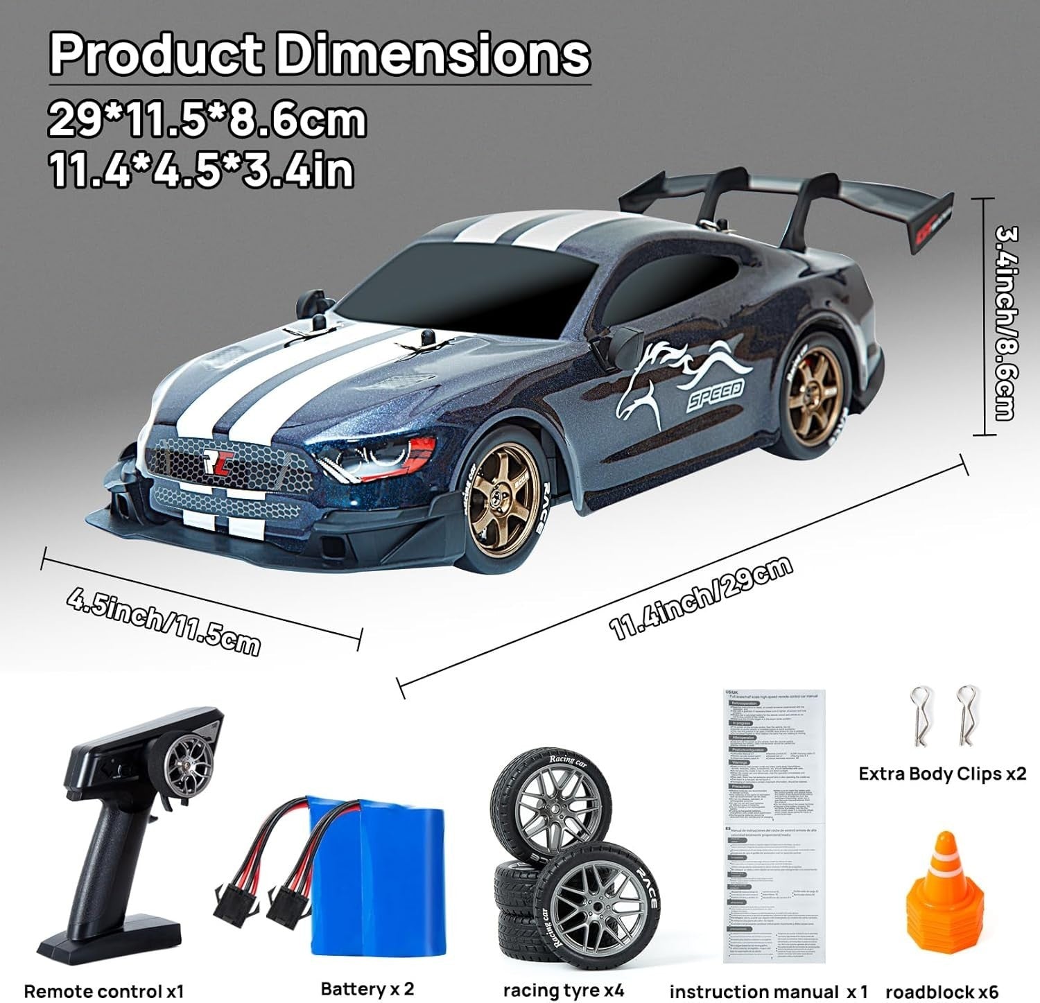 1:14 4WD RC Drift Car Color-Shift Shell High Speed GT Racer + Drift Tires