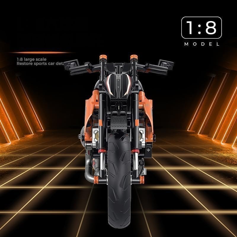 Motorcycle Building Kit 579 PCS, Realistic Orange Superbike Model