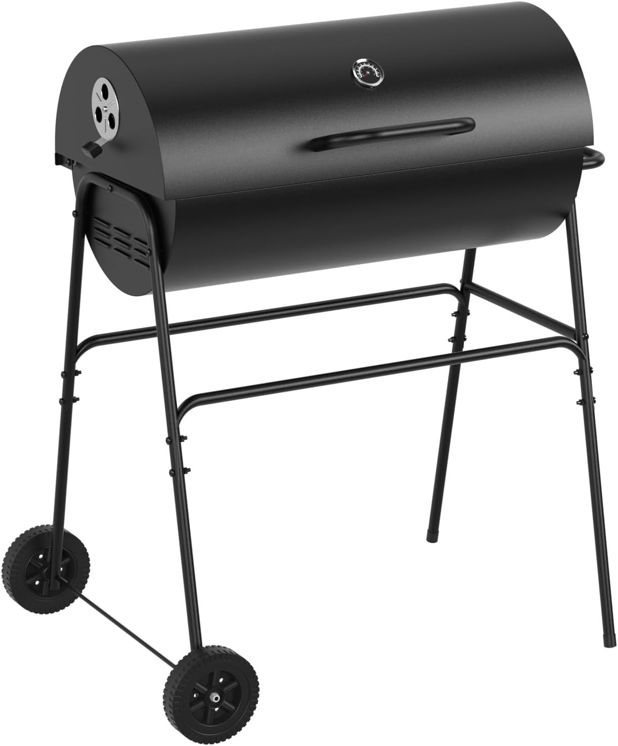 XL Barrel Charcoal BBQ Grill | Large Outdoor Smoker | Built-In Thermometer