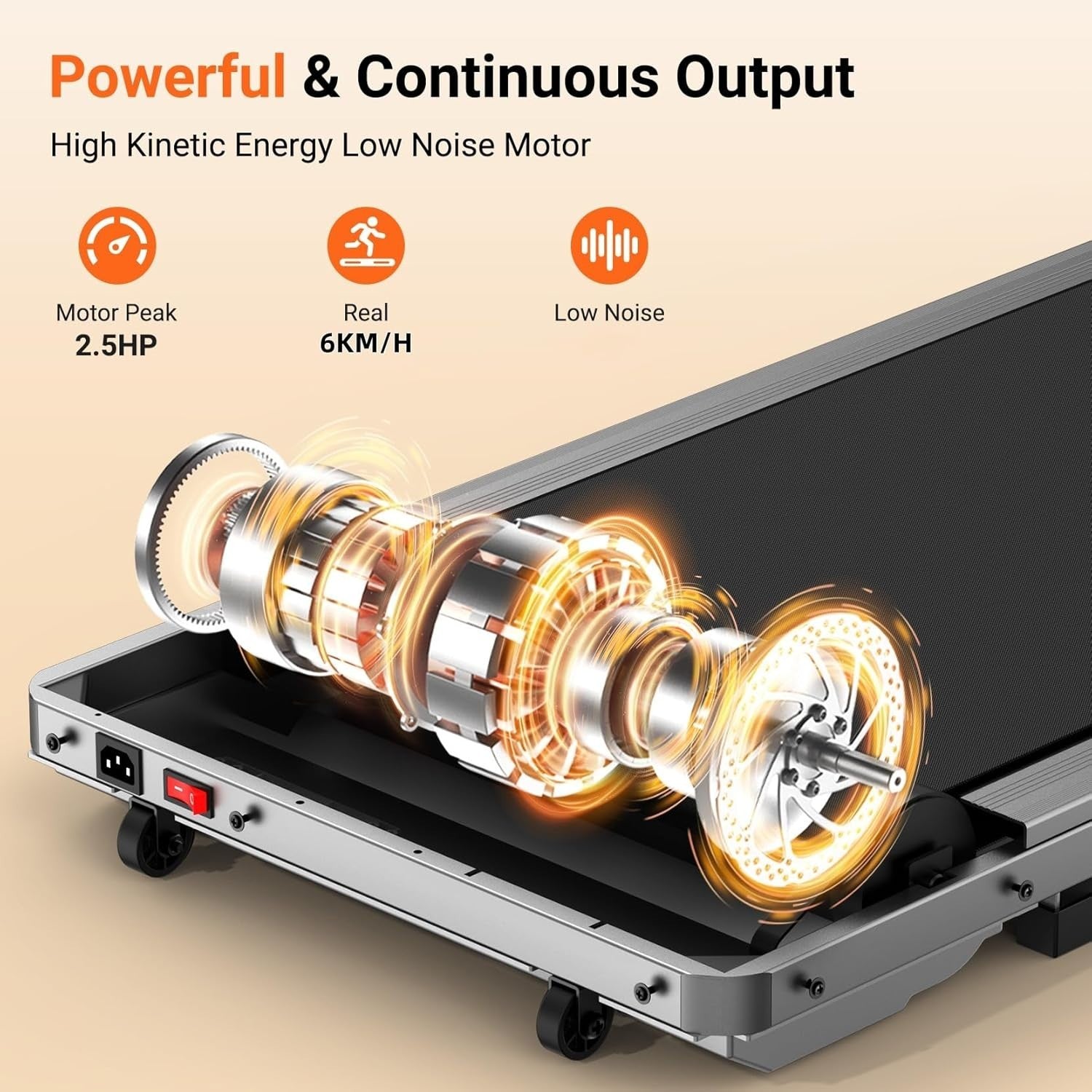 Under Desk Treadmill 2.5HP Quiet Motor Walking Pad 265LBS Capacity LED Remote