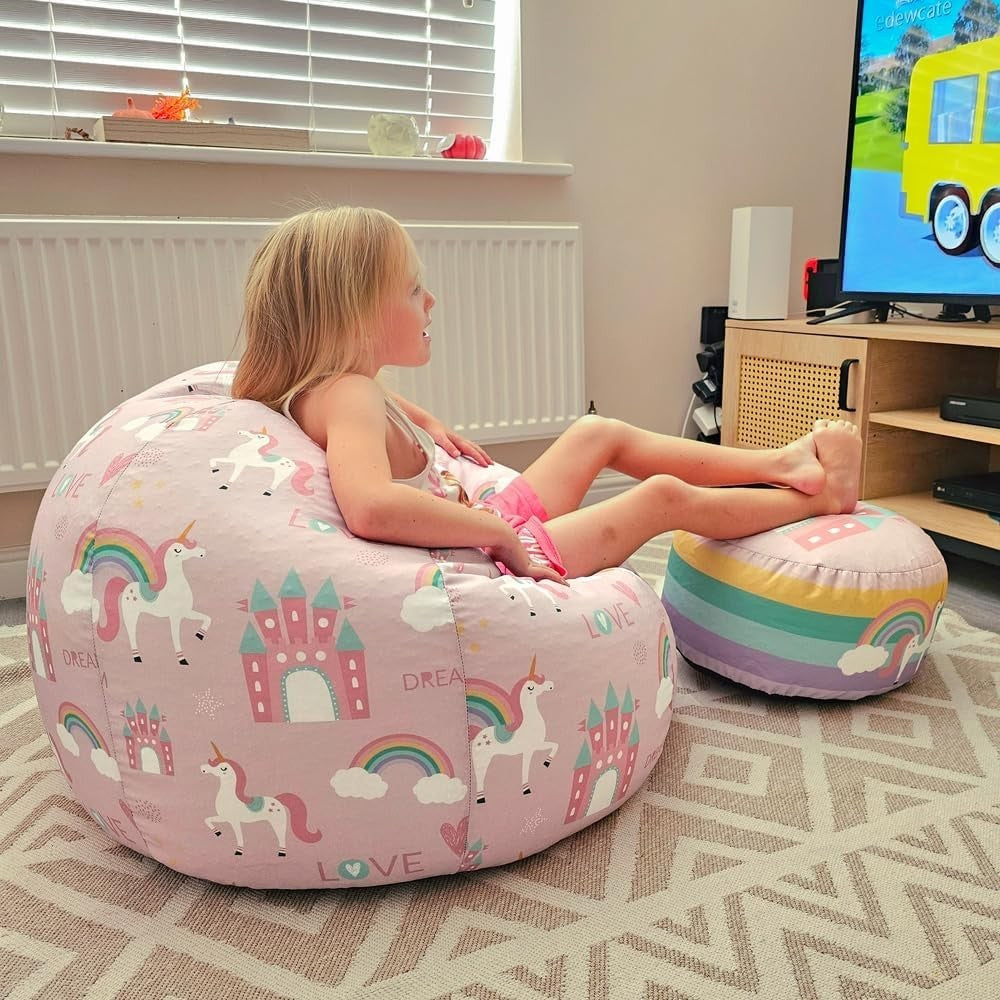 Unicorn Castle Baby Bean Bag Soft Durable Kids Chair for Playroom & Movies