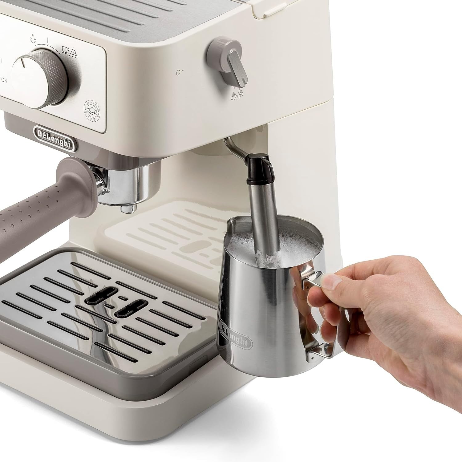 Manual Espresso Coffee Maker | 15 Bar Pressure | Milk Frother & Dual Cup Tray