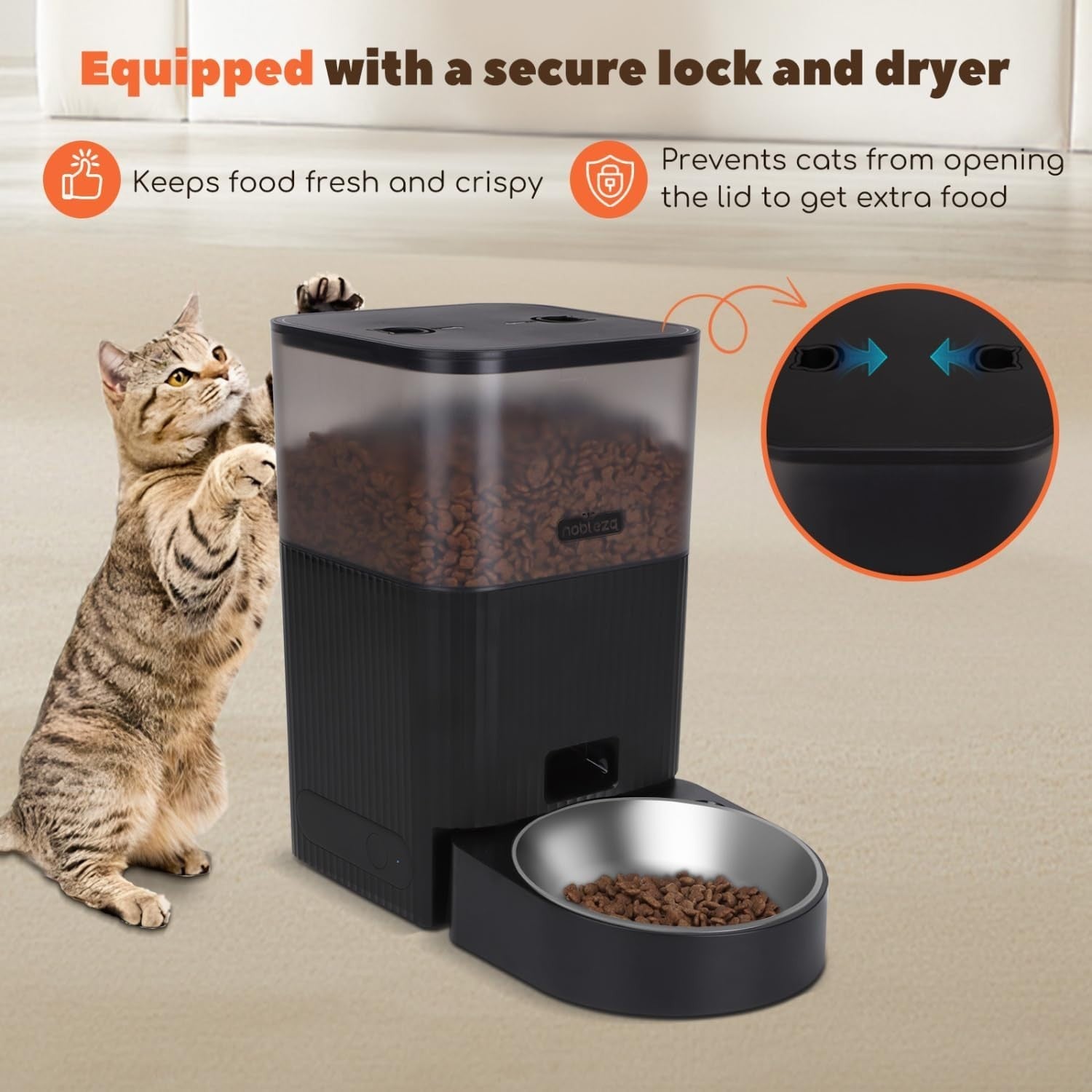 4.2L Smart Automatic Cat Feeder WiFi App Alexa Voice Food Dispenser