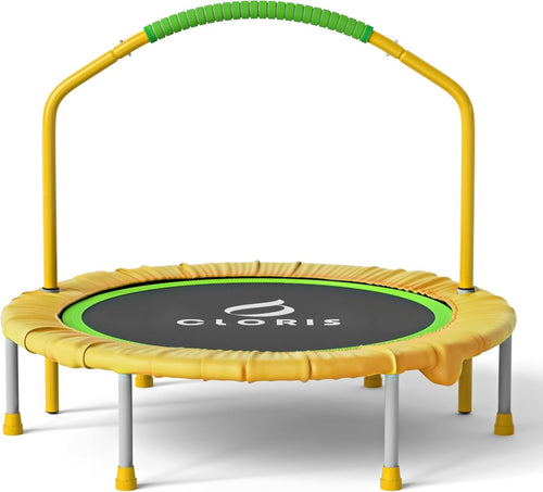 Yellow 38in Indoor Workout Trampoline Quiet Rebounder Handle 220LB