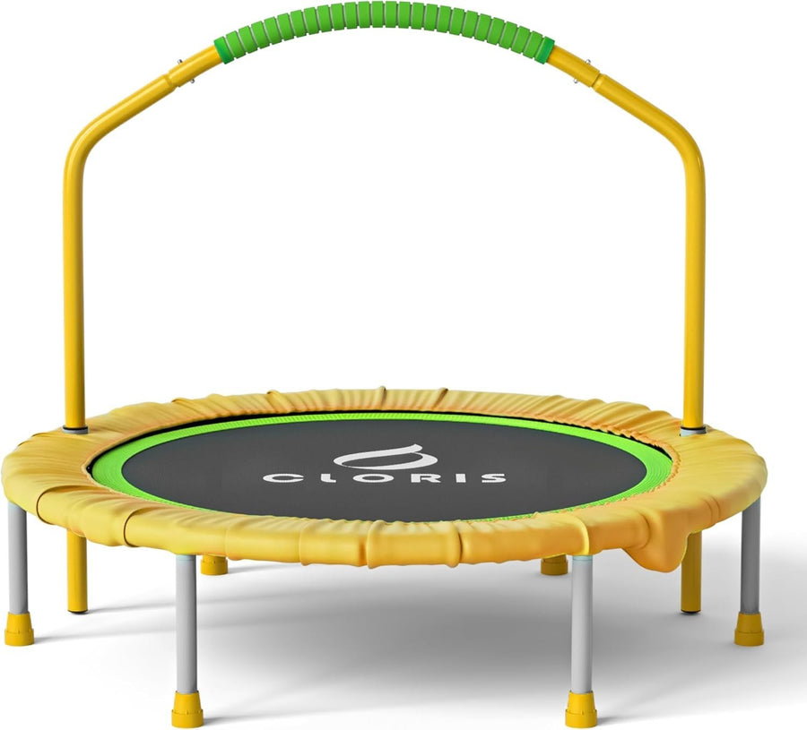 Yellow 38in Indoor Workout Trampoline Quiet Rebounder Handle 220LB