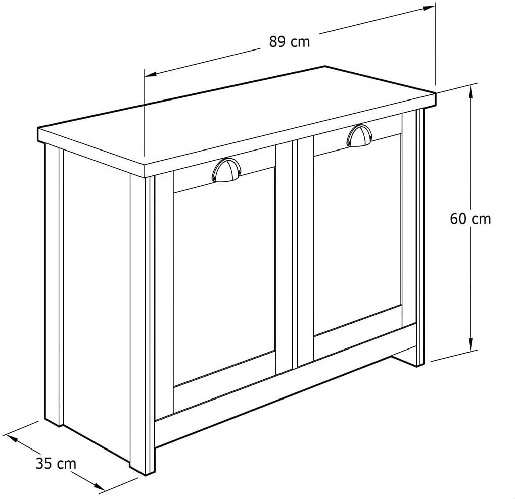 Black Shoe Storage Cabinet 4 Shelves with Oak Top Compact Sideboard