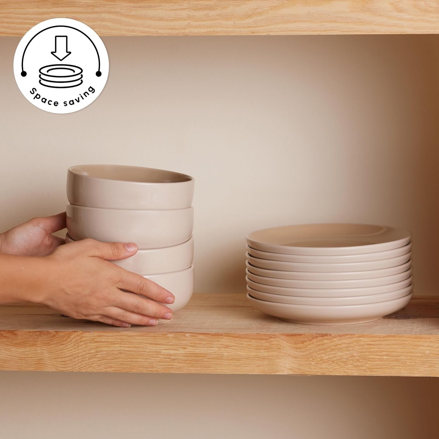 36 Piece Stoneware Dinner Set for 8 Plates Bowls Pasta Dishwasher Safe