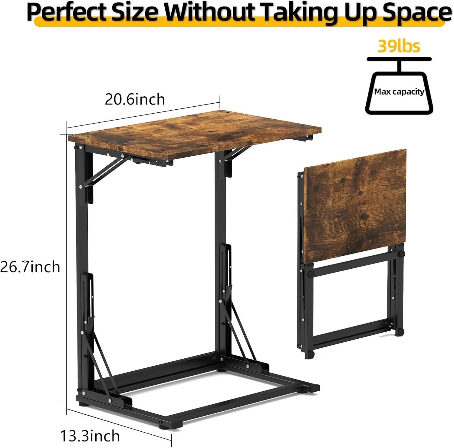 Foldable C Shaped Side Table Sofa Laptop Desk Bed Tray Small Space