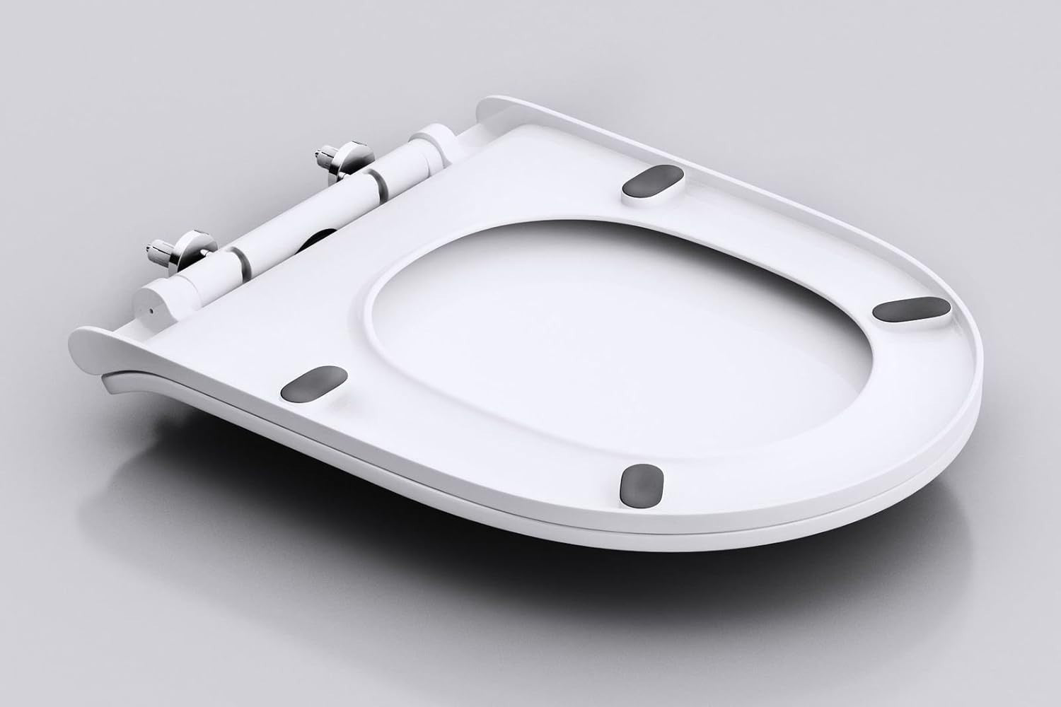 Soft Close D-Shaped Toilet Seat Slim Quick Release White Gloss 360x470mm