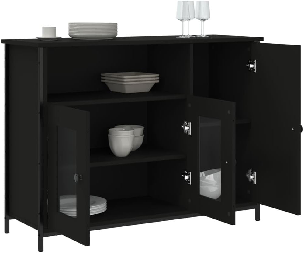 Black Sideboard Storage Cabinet Modern Display Unit for Living Room Hallway