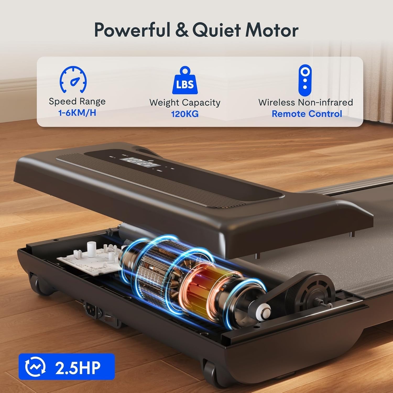 Compact Home & Office Walking Treadmill – Quiet, Portable, LED Display