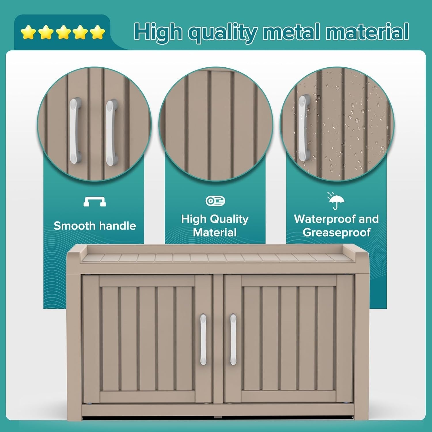 Indoor/Outdoor Resin Shoe Cabinet with Adjustable Shelves & Seat Grey