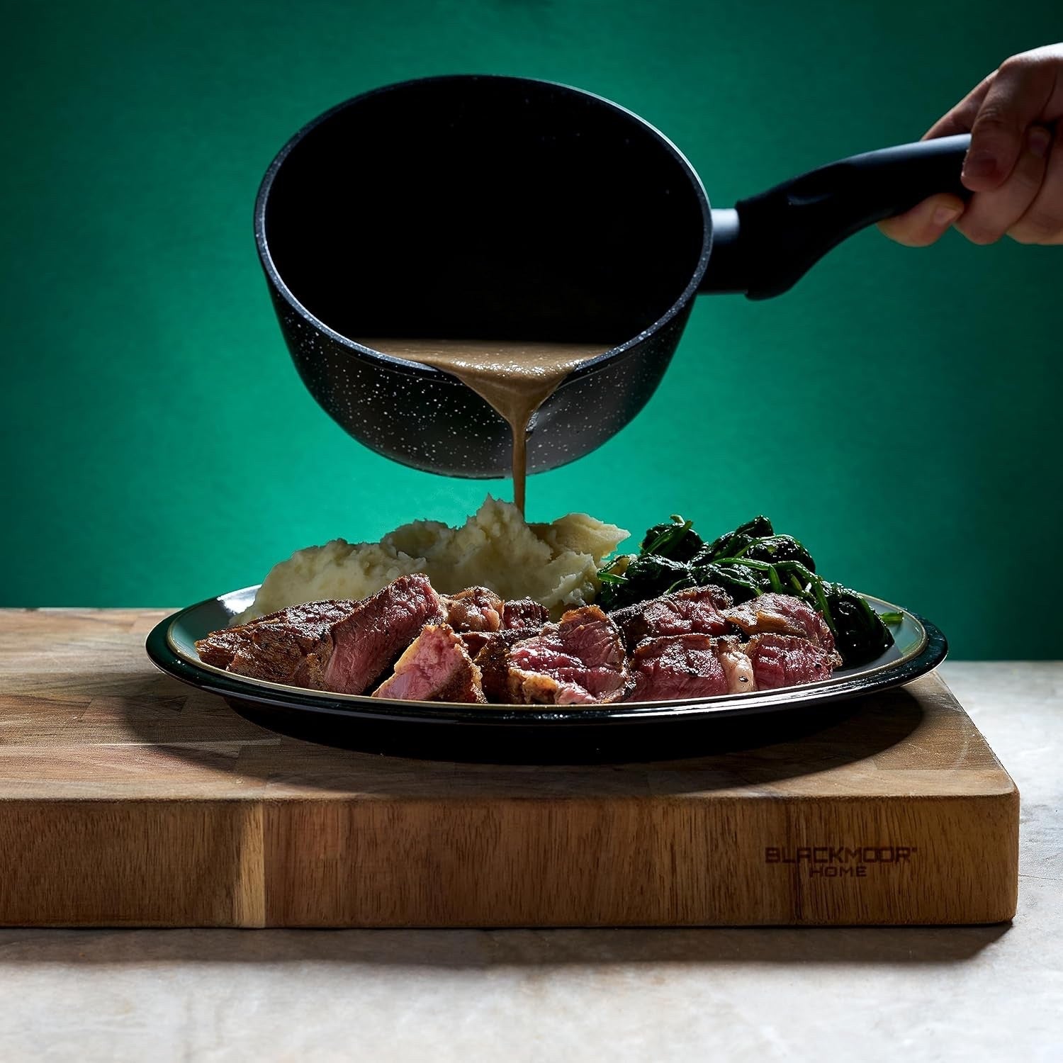 16cm Black Non Stick Milk Pan with Cool Touch Handle Induction Safe