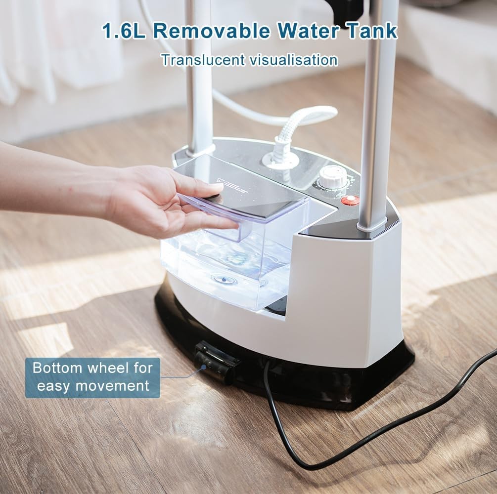 White Vertical Garment Steamer with Ironing Board 12 Steam Levels Stand
