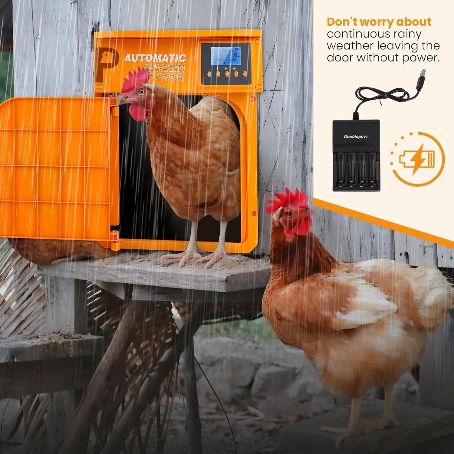 Solar Chicken Coop Door Auto Light Sensor Timer Remote