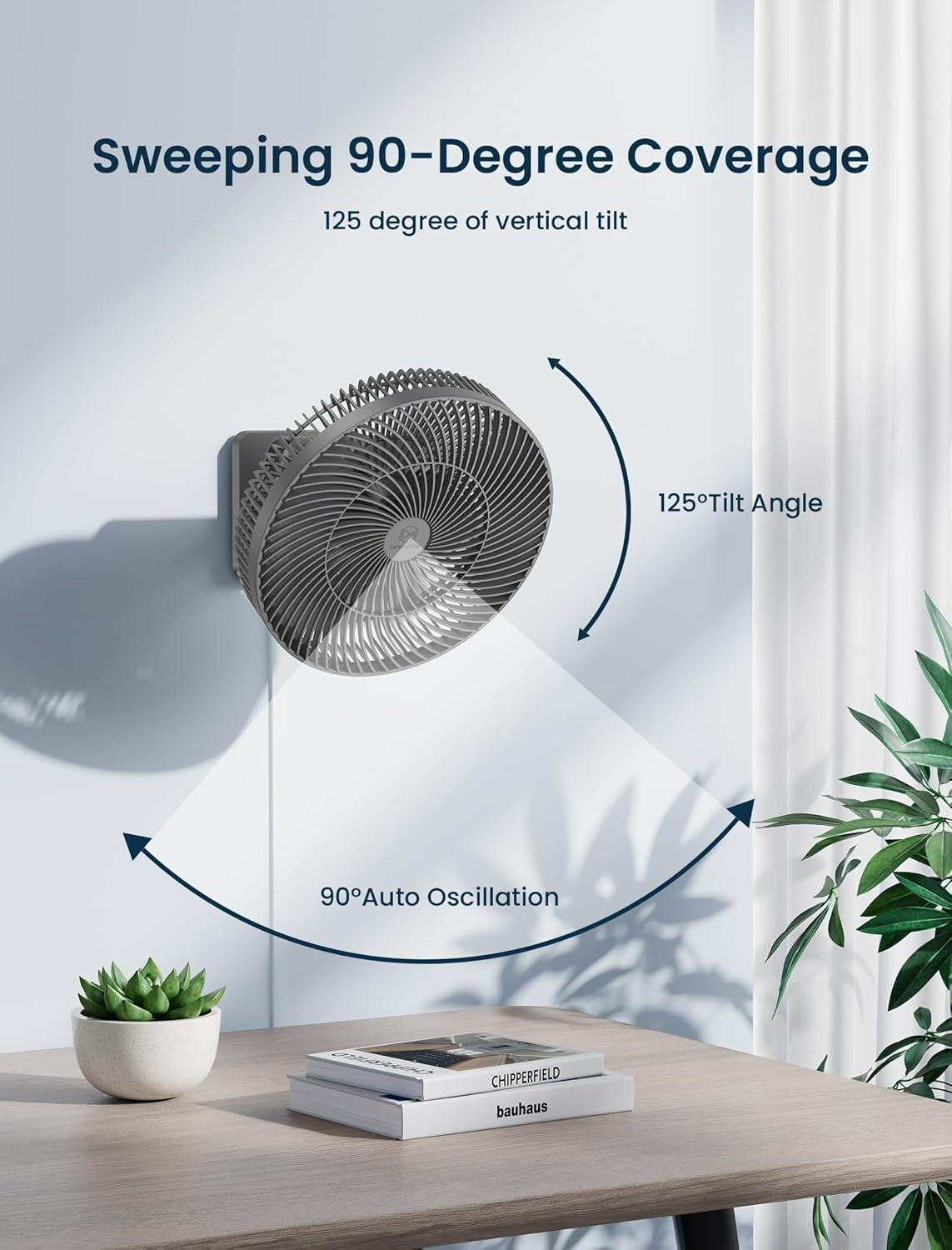 12" Wall Mounted Fan Remote Control 4-Speed Quiet Cooling Adjustable Tilt Timer