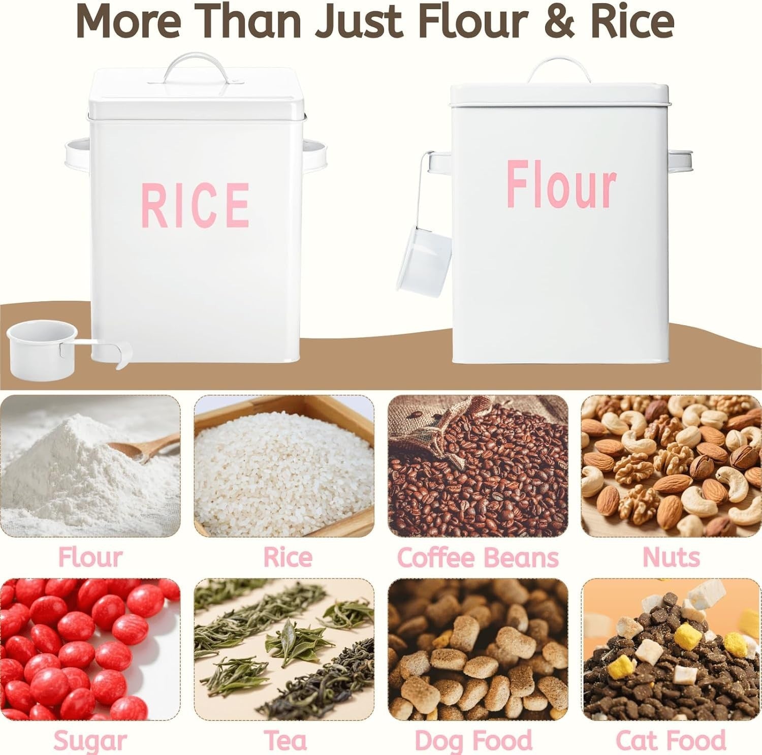 Metal Rice Storage Container 6L Airtight Canister with Scoop Lid