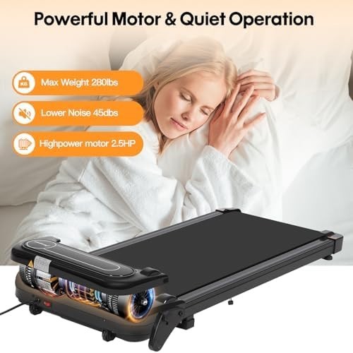 Under Desk Treadmill Walking Pad with Incline 1-6.5 KM/H LED Remote